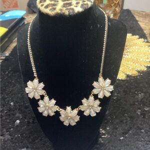 Elegant Gold and White Floral Necklace